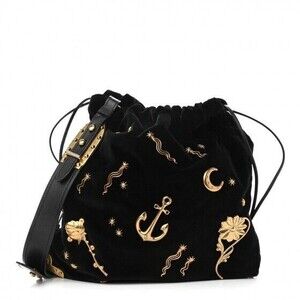 Prada Limited Edition Black Velvet Cahier Astrology Bag